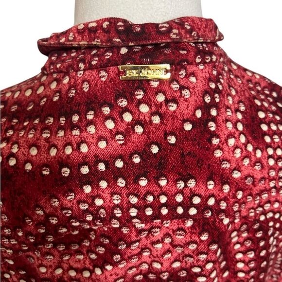 St. John sport Red and White pearl Studded Jacket abstract large - Picture 6 of 13
